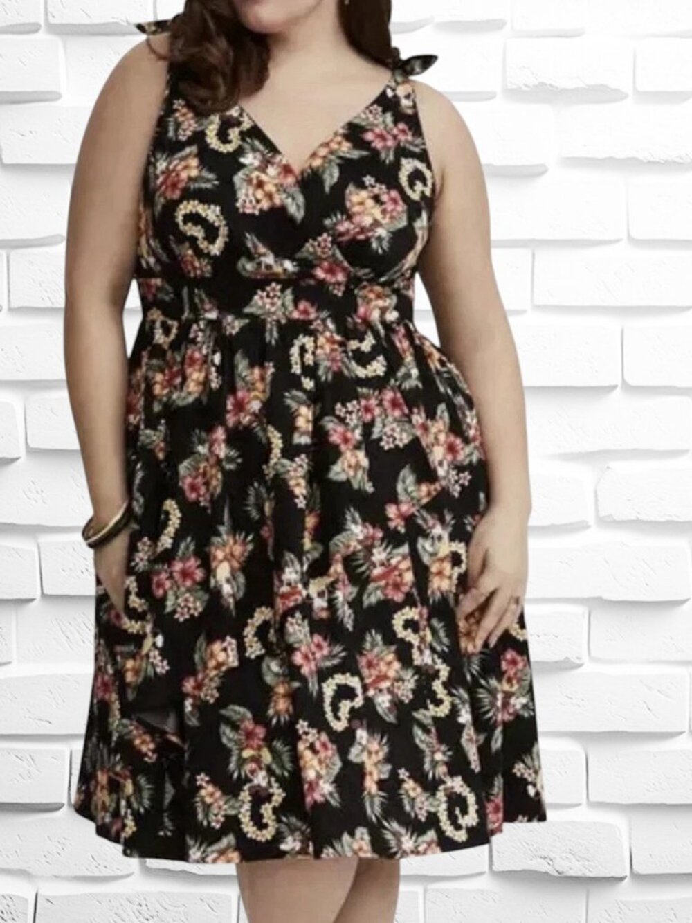 Disney Retro Mickey & Minnie Mouse Faux Wrap Hawaiian Luau Dress Sz 20